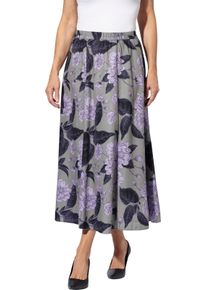 Dames Banenrok met bloemen- en bladerprint grijs/lavendel bedrukt Maat 38