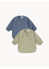 Konges Slojd Komplet śliniaków z rękawami Bibs Tea Stripe, 2 elem., różne rozmiary Niebieski, Zielony 0-12 miesięcy