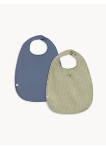 Konges Slojd Komplet śliniaków Bibs Tea Stripe, 2 elem. Niebieski, Zielony S 30 x W 30 cm