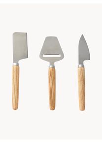 VINGA Set de cuchillos para queso de madera de fresno Retro, 3 uds. Madera clara, Plateado Madera, Madera maciza, Metal An 6 x L 18 cm
