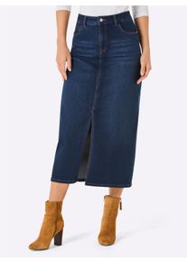 CREATION L PREMIUM Damen Jeansrock mit Gehschlitz vorne in blue-stone-washed ,Größe 38, Witt, 56% Baumwolle, 19% Polyester, 14% Lyocell, 10% Viskose, 1% Elasthan