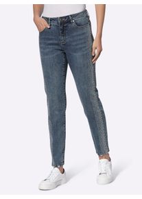 Heine Dames 5-pocketjeans met glittersteentjes in blue-stonewashed ,maat 34, Witt, 95% Katoen, 3% Polyester, 2% Elastan