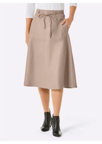 Mainpol Damen Lederrock mit Bindegürtel in beige ,Größe 48, Witt, 100% Lammnappaleder