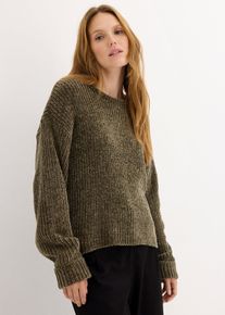 bonprix Sweter z miękkiej szenili, zielony, 36/38