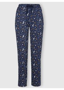 wäschepur Dames Pyjama-Broek in marine/oker bedrukt ,maat 36/38, Witt, 50% Katoen, 50% Modal