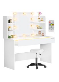 Casaria Make-up Tafel Lucia Wit 140x110x40cm LED + Rolkruk