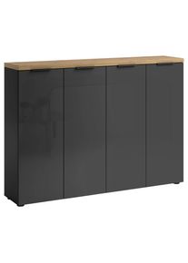 Xora Schuhschrank , Anthrazit, Eichefarben , Metall , 10 Fächer , 160x115x34 cm , Typenauswahl, Beimöbel erhältlich , Holzmöbel, Garderobe Holz,
