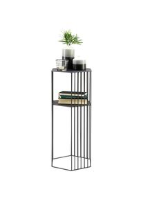 Ambia Home Beistelltisch , Schwarz , Metall , Uni , sechseckig , rund , 28x70x32 cm , Wohnzimmer, Wohnzimmertische, Beistelltische, Beistelltische