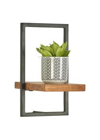 Landscape Wandregal , Schwarz, Akaziefarben , Holz , Akazie , vollmassiv , 20x35x25 cm , Typenauswahl, hängend , Wohnzimmer, Regale, Wandregale