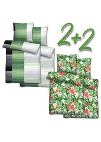 Ropa de cama de microfibra seersucker de 135 x 200 + 80 x 80 cm en paquete de 4 unidades