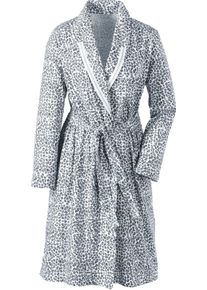 w&auml;schepur Damer Morgonrock med djurm&ouml;nster vit-gr&aring; Gr&ouml;&szlig;e 40/42