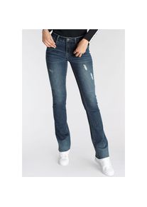 Arizona , Bootcut-Jeans »Ultra-Stretch«, ausgestellte Beinform, modischer Used-Look, normale Leibhöhe , dark blue us , N-Gr , 52 -N-Gr , 52 ,...