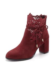 Lascana , High-Heel-Stiefelette, mit modischer Spitze und bequemen Blockabsatz, Ankle Boot, Stiefel , bordeaux , 38 , 38 , Mit tollem femininen...