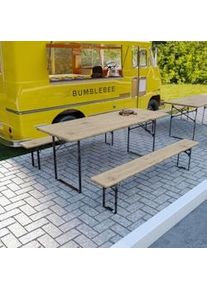 Arreditaly Set Birreria Completo Tavolo Con 2 Panche In Legno Naturale Gambe Pieghevoli Bar Pub Giardino Fiera Picnic Camping Campeggio Feste Sagre