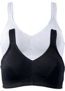 bonprix Femei Sutien fără arcuri, cu bumbac organic (2buc.), negru, 100