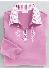 Damen Trachtenshirt mit Landhaus-Stickerei in rosé ,Größe 50, WITT, 100% Baumwolle