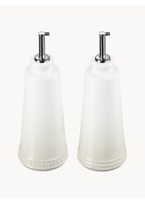 Le Creuset Komplet butelek na ocet i oliwę Cherrish, 2 elem. Biały, Beżowy Glina Ø 9 x W 20 cm