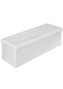 TecTake Cassapanca pouf pieghevole con contenitore, in pelle sintetica 110 x 38 x 38 cm - bianco - 401823