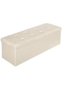 TecTake Cassapanca pouf pieghevole con contenitore, in pelle sintetica 110 x 38 x 38 cm - beige - 401824