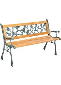 TecTake Panchina da giardino Marina, in legno e ghisa 2 posti, 124 x 52 x 74 cm - marrone - 401424