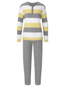 Normann Dames Pyjama in geel/grijs gem&ecirc;leerd ,maat 36/38, Witt, 80% Katoen, 20% Polyester