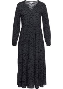 Lascana Damen Maxikleid in grau-schwarz-bedruckt ,Gr&ouml;&szlig;e 36, Witt, 100% Viskose