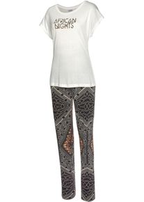 Lascana Damen Pyjama in braun-gemustert-ecru ,Gr&ouml;&szlig;e 32/34, Witt, 100% Viskose