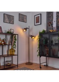 hofstein Pehefito Golvlampa Grått, Trä mörkt, Svart, 2-ljuskällor