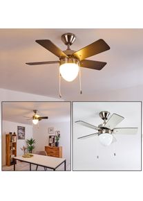 hofstein Ellmau Deckenventilator Chrom, Grau, Wei&szlig;, 1-flammig