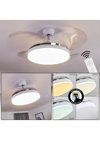 hofstein BENDIGO ceiling fan LED chrome, transparent, clear, white, 1-light source