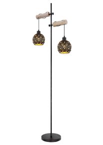 Globo JODIE Lámpara de Pie Madera clara, Negro, 2 luces