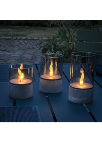 Lampe de table ext&eacute;rieure, set de 3 Brilliant Bougie LED Gris, 1 lumi&egrave;re