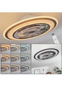 hofstein Ventilateur de plafond Terradura LED Chrome, Noir, Blanc, 1 lumière, Télécommandes