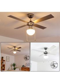 hofstein Valletta Deckenventilator Chrom, Silber, Wei&szlig;, 1-flammig