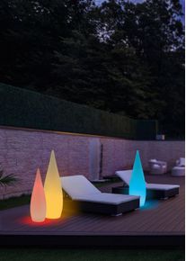 REALITY Palmas Au&szlig;enstehleuchte LED Wei&szlig;, 1-flammig, Fernbedienung, Farbwechsler