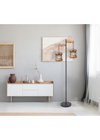Globo JEANIE Lampada da terra Legno scuro, Nero, 2-Luci