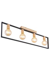 Globo DANIEL Deckenleuchte Holz hell, Schwarz, 4-flammig