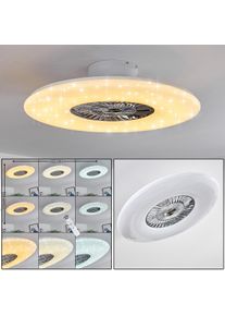 hofstein PETROVAC ceiling fan LED chrome, white, 1-light source, Remote control