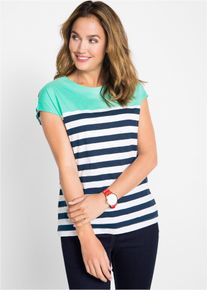 Kort&auml;rmad topp i flamgarn - gr&ouml;n - storlek 52/54 (XXL) - bonprix