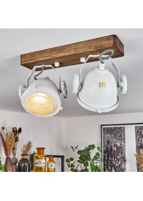 hofstein Herford Plafondlamp Bruin, Natuurlijke kleuren, Wit, 2-lichts