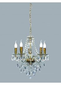 REALITY L&Uuml;STER ljuskrona M&auml;ssing, Genomskinlig, klar, 5-ljusk&auml;llor