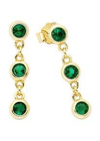 HECHTER PARIS, Damen, Paar Ohrstecker &raquo;Schmuck Geschenk Silber 925 Ohrschmuck Ohrringe&laquo; mit Zirkonia (synth.), gelbgoldfarben-gr&uuml;n + gr&uuml;n, 