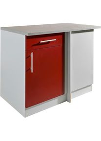 Wiho-K&uuml;chen wiho K&uuml;chen, Eckunterschrank &raquo;Kiel&laquo; 110 cm breit, Front und Korpus: Burgund, Arbeitsplatte: Canvas Grau, B/H/T: 110 cm x 85 cm x 60 cm, Front und 