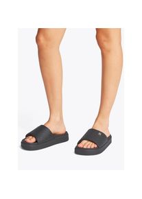 Tommy Hilfiger, Damen, Pantolette &raquo;PLATFORM MONOGRAM POOLSLIDE&laquo; , Plateau, Sommerschuh, Badeschuh, Bequemschuh mit TH-Allover-Print, schwarz, 38, 