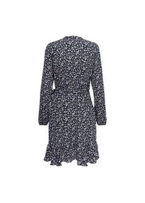 Only , Damen , Wickelkleid »ONLMARA L/S WRAP SHORT DRESS NOOS« Sommerkleid , Night Sky AOP:WHITE FLOWERS , N-Gr , 40L -N-Gr , 40L , Elastisches...