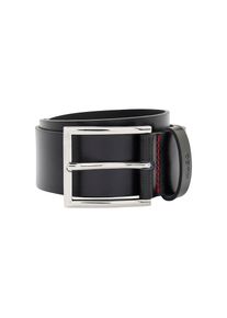 Hugo, Herren, Lederg&uuml;rtel &raquo;Giaspo&laquo; mit Logo-Pr&auml;gung auf der Schlaufe und roter Naht, schwarz, schwarz, Glattlederg&uuml;rtel Hugo MENSWEAR