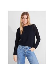 Street One , Langarmshirt, mit Lochmuster , deep blue , 40 , 40 , Langarmshirt von Street One