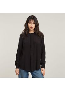 G-Star Raw G-STAR, Damen, Langarmbluse &raquo;Half Placket Top ls wmn&laquo; mit verdeckter Knopfleiste, dk black, XS, dk black, Bluse von G-Star