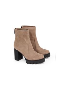 Calvin Klein Jeans , High-Heel-Stiefelette »HEEL PLATFORM ZIP BOOT SS«, Blockabsatz, Plateau, Stiefelette, praktischer Fersenreißverschluss , beige...