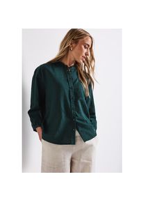 Street One , Schluppenbluse mit durchgehender Knopfleiste und Rüschen , dark garden green , 34 , 34 , 3/4-Arm-Bluse von Street One